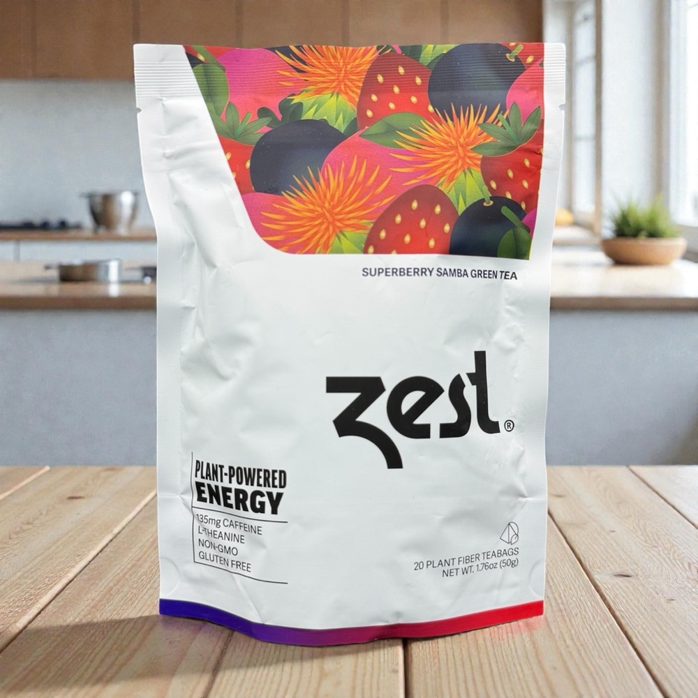 Zest Energy Superberry Samba Green Tea 20‎ Bags 135mg Caffeine Keto Friendly